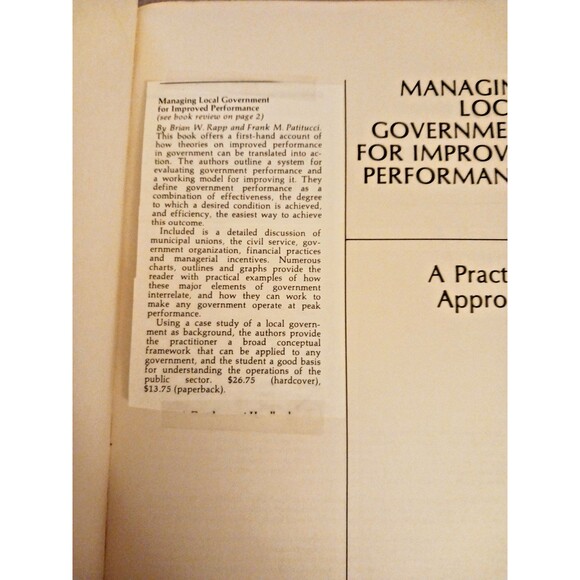 Managing Local Government for Improved Performance: A Practical Approach Book - Picture 4 of 7